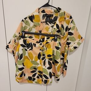 Rachel Zoe Leaf Print Pajama Set in Yellow, Green, and Black